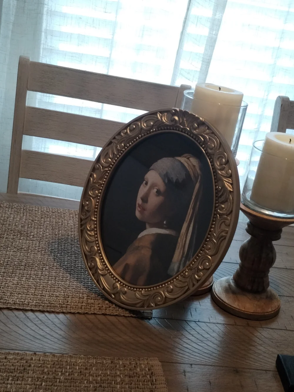 Gold Ornate Oval Framed Wall Art - Girl with Pearl Earring Reproduction